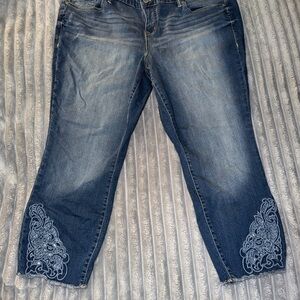 Torrid Blue Ankle Jeans with Embroidery
